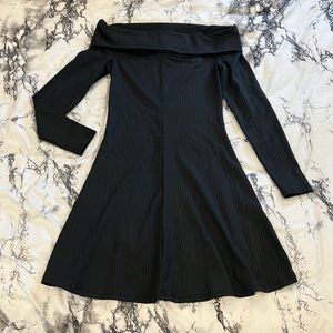 Black off the shoulder mini dress